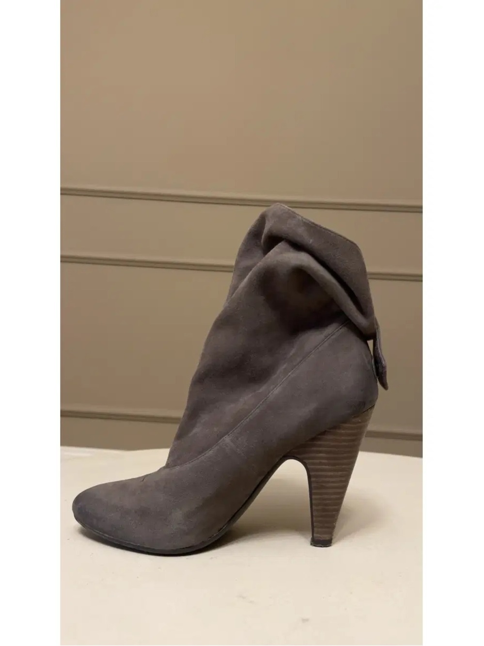Ash Gray Suede Slouch Ankle Booties - Picture 4 of 8